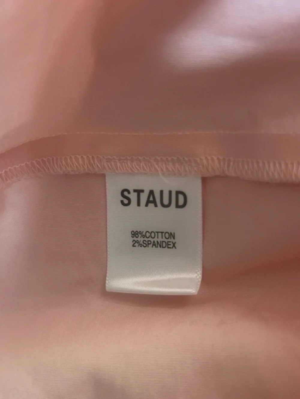 STAUD Pink Luna V-Neck Puff Sleeve Peplum Top